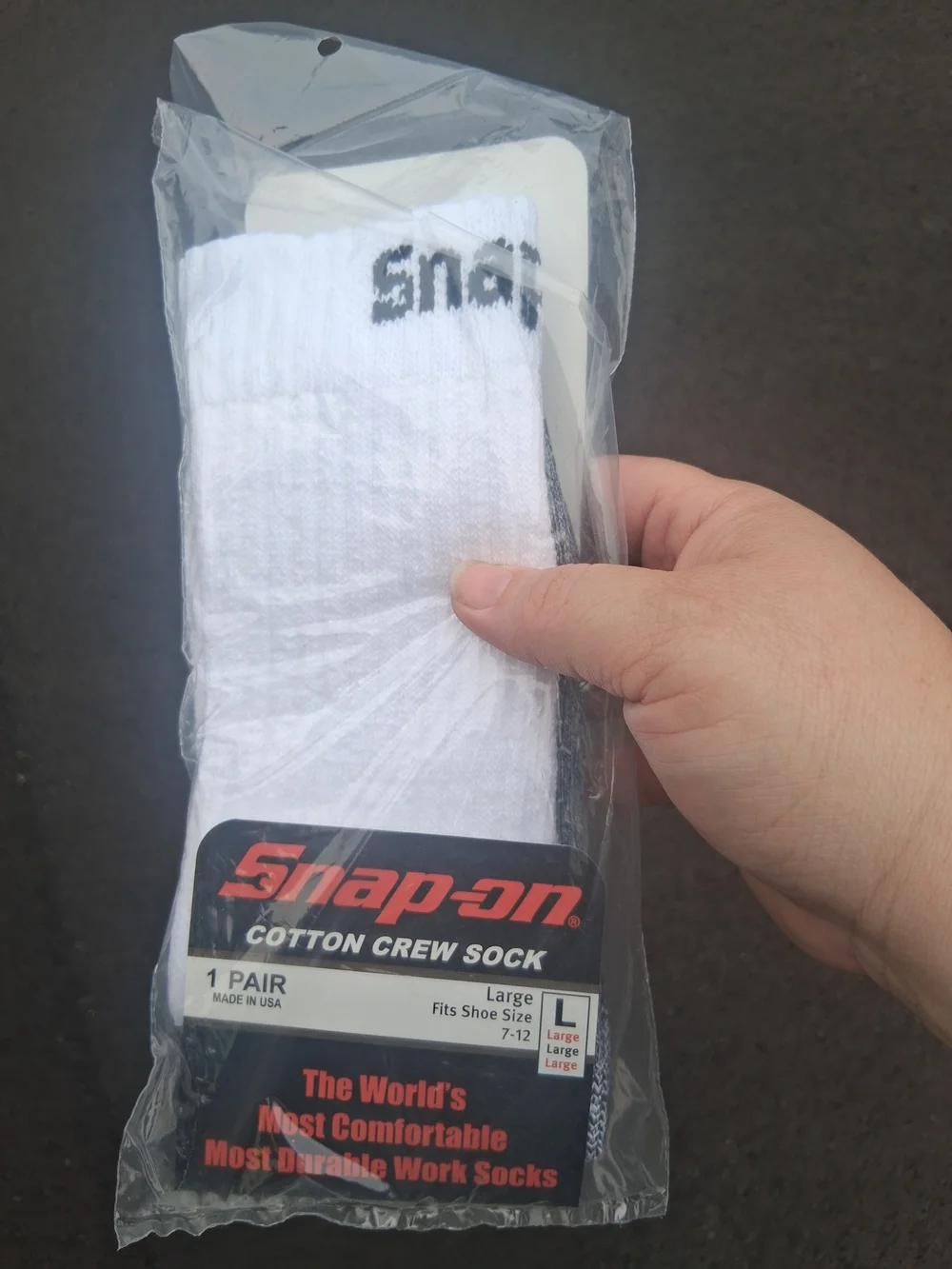 Snap Cotton Crew Socks in White – Large